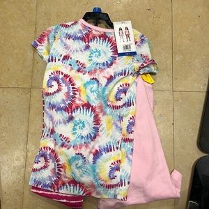 Kids Headquarters girl tie dye butterfly 2 pajama sets size 7, NEW